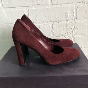 PRADA burgundy suede heels - size 35.5